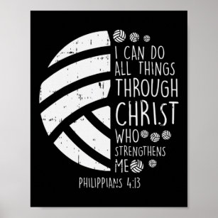 Volleyball I kann Dinge tun Bibel Verse Gott Jesus Poster