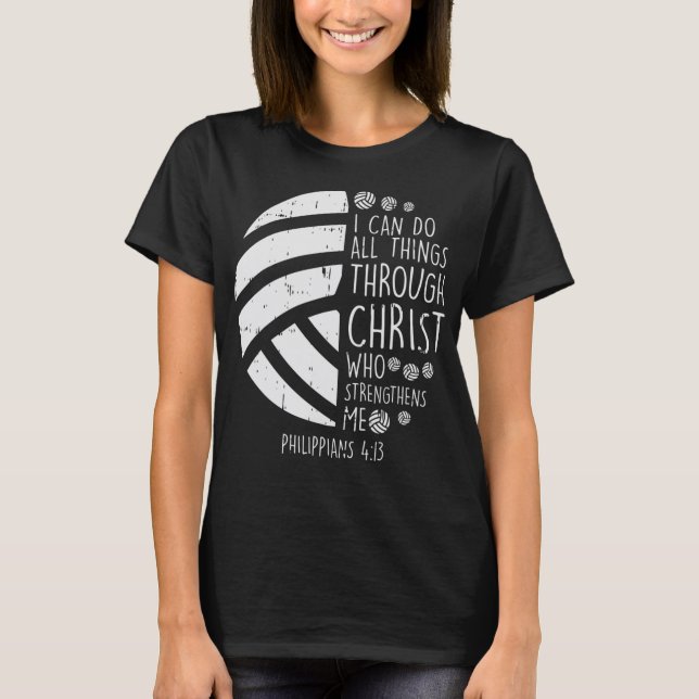 Volleyball I kann Dinge tun Bibel Verse Gott Jesus T-Shirt (Vorderseite)