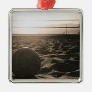 Volleyball im Sand Silbernes Ornament