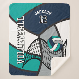 Volleyball 🏐 in Blau, Aquamarin, Grau und Weiß Sherpadecke
