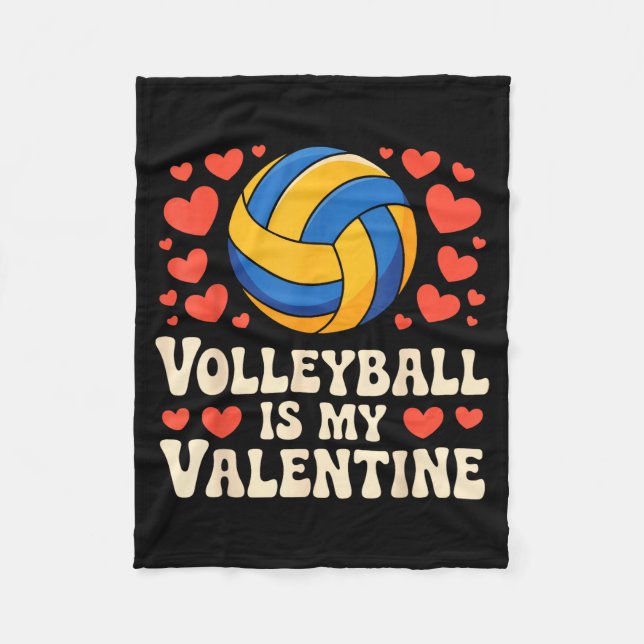 Volleyball Is My Valentine Romantic Valentines Day Fleecedecke (Vorderseite)