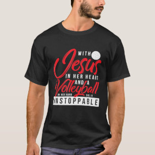 Volleyball Jesus Christliches Herzsportmädchen T-Shirt