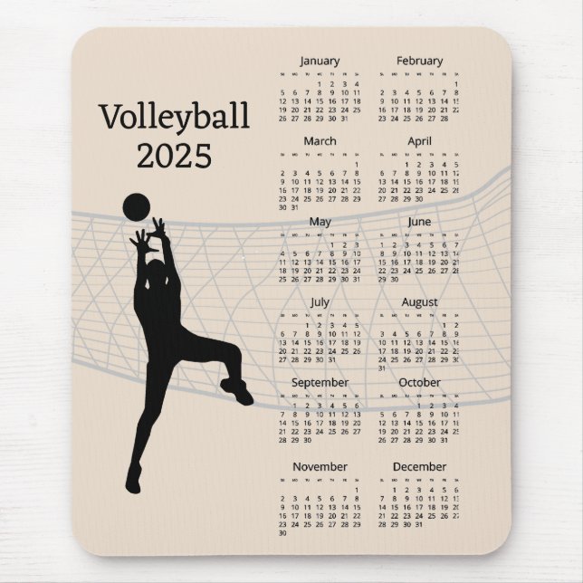 Volleyball-Kalender 2025 Mousepad (Vorne)