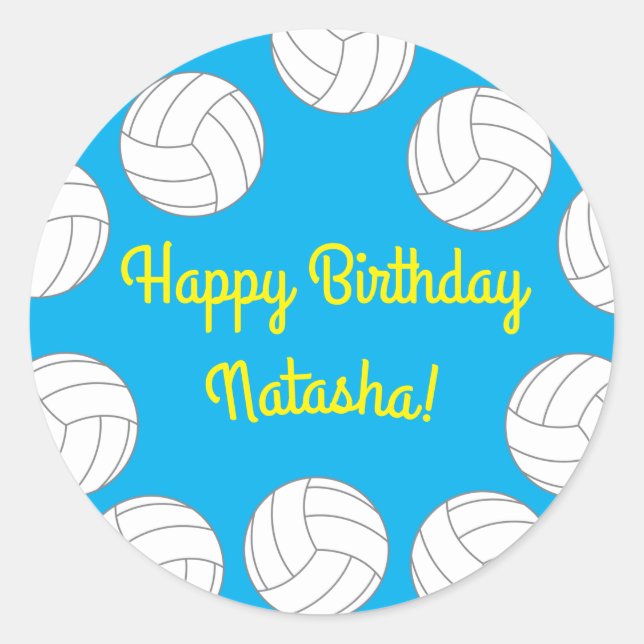Volleyball Kindergeburtstag Partys Sports Runder Aufkleber (Vorderseite)