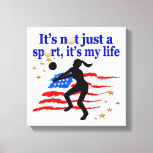 VOLLEYBALL LIFE USA FLAG DESIGN LEINWANDDRUCK