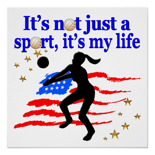VOLLEYBALL LIFE USA FLAG DESIGN POSTER (Vorderseite)