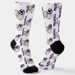 Volleyball - Lila, Schwarz und Weiß Socken