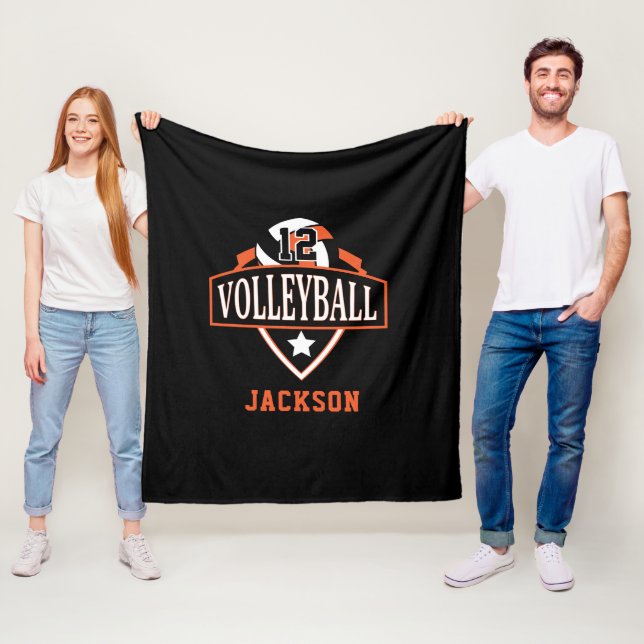 Volleyball-Logo mit DIY-Nummer - Orange Fleecedecke (Beispiel)