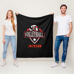 Volleyball-Logo mit DIY-Nummer - Rot Fleecedecke