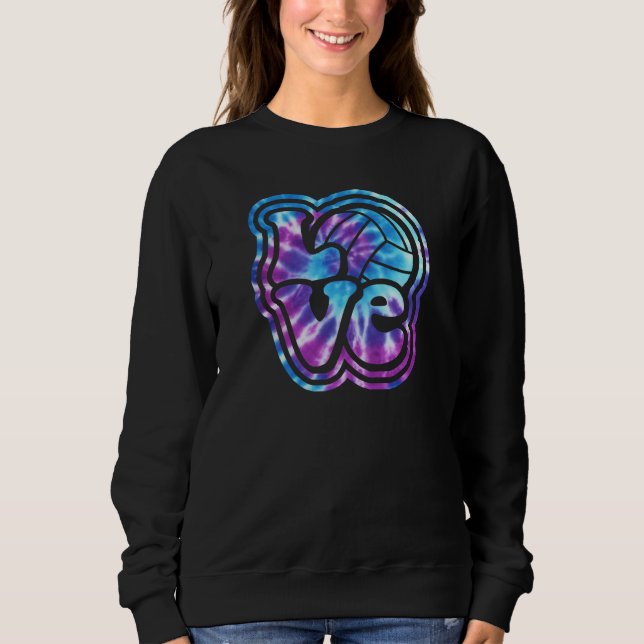 Volleyball LOVE Blue Purple Tie Dye Style Letterin Sweatshirt (Vorderseite)
