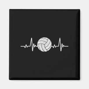 Volleyball Lover Heartbeat Vintag Retro Volleybal Magnet