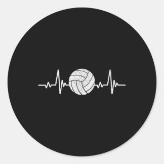 Volleyball Lover Heartbeat Vintage Retro Volleybal Runder Aufkleber
