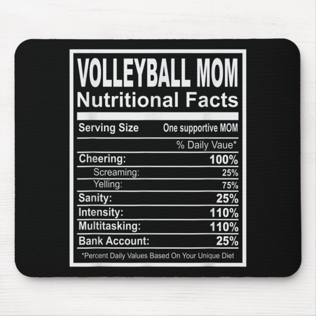 Volleyball Mama Ernährung Fakten Mousepad (Vorne)
