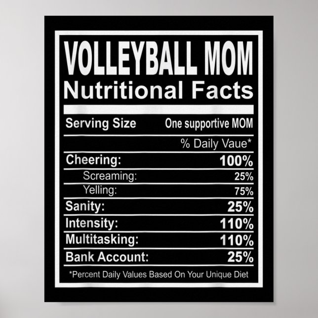 Volleyball Mama Ernährung Fakten Poster (Vorne)
