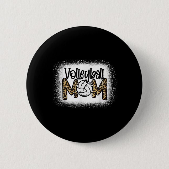 Volleyball Mama Leopard gebleicht Muttertag W Button (Vorderseite)