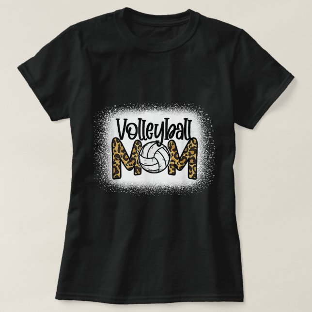 Volleyball Mama Leopard gebleicht Muttertag W T-Shirt (Design vorne)