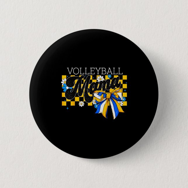 Volleyball Mama Mom Game Day Retro Flower Coquette Button (Vorderseite)