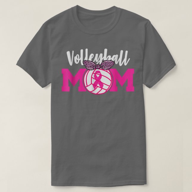 Volleyball Mama Rosa Ribbon Brustkrebs Bewusstsein T-Shirt (Design vorne)
