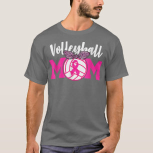 Volleyball Mama Rosa Ribbon Brustkrebs Bewusstsein T-Shirt