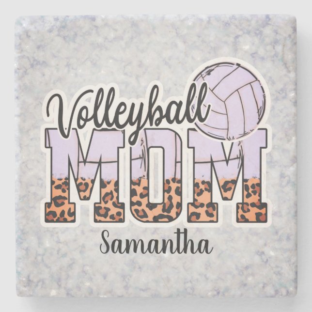 Volleyball-Mama - Unterstützung erhöhen Steinuntersetzer (Vorderseite)