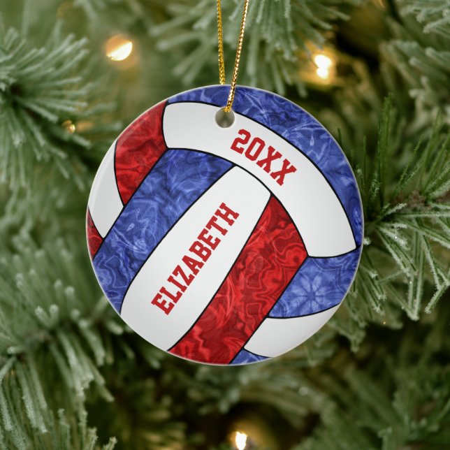 Volleyball-Mannschaft in Rot-Weiß Keramik Ornament (Baum)