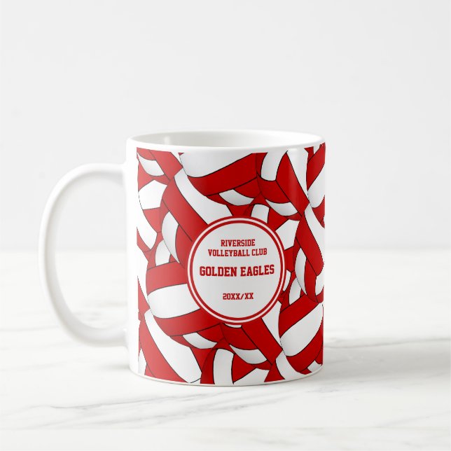 Volleyball-Mannschaftsfarben rot-weiß - Geschenk d Kaffeetasse (Links)