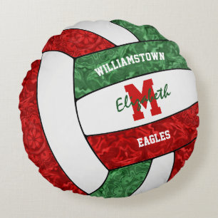 Volleyball-Mannschaftsgeist bei Red Green Girls Rundes Kissen