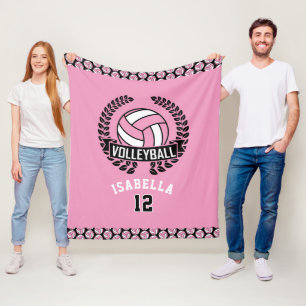 Volleyball mit DIY-Nummer - rosa Fleecedecke