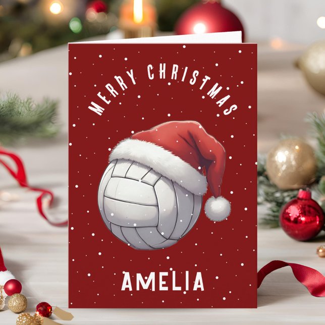 Volleyball mit roter Santa-Mütze Name Weihnachten (Von Creator hochgeladen)