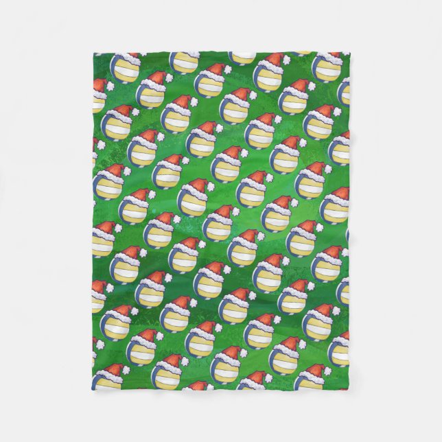 Volleyball mit Weihnachtshut Fleecedecke (Vorderseite)