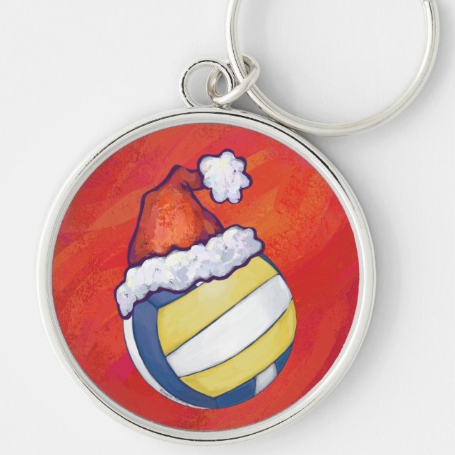 Volleyball mit Weihnachtshut Schlüsselanhänger (Vorne)