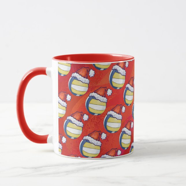 Volleyball mit Weihnachtshut Tasse (Links)