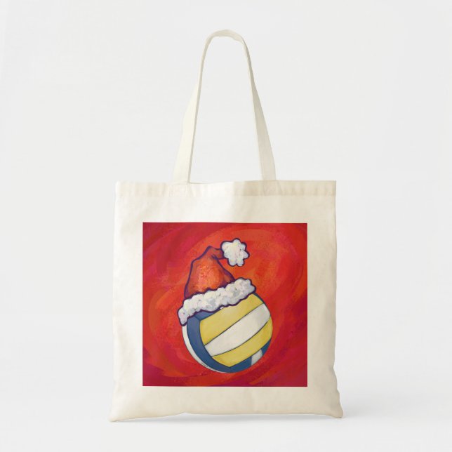Volleyball mit Weihnachtshut Tragetasche (Vorne)
