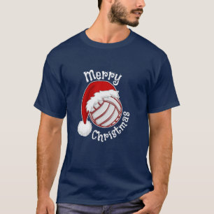 Volleyball mit Weihnachtsmannmütze Weihnachtsdruc T-Shirt