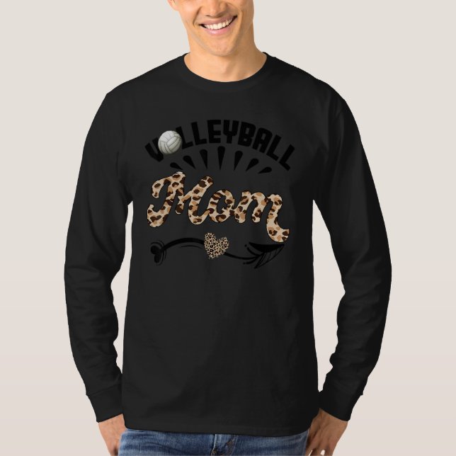 Volleyball Mom Leopard  Ball Mom Mother's Day T-Shirt (Vorderseite)