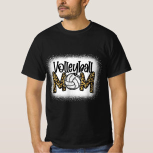 Volleyball Mom Women Leopard Cute Bleached Fun Mot T-Shirt