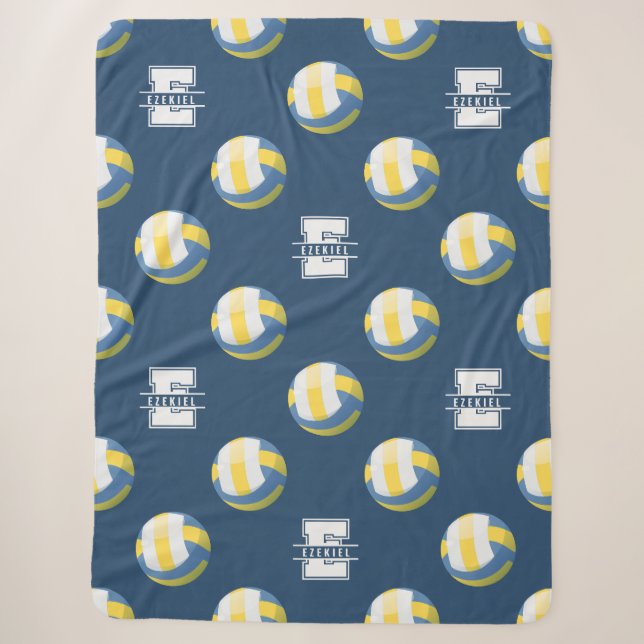 Volleyball-Monogramm-Name-Decke – Buchstabe E Sherpadecke (Vorderseite)