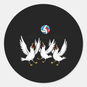Volleyball Möwen Lustiger Strand Sport Runder Aufkleber