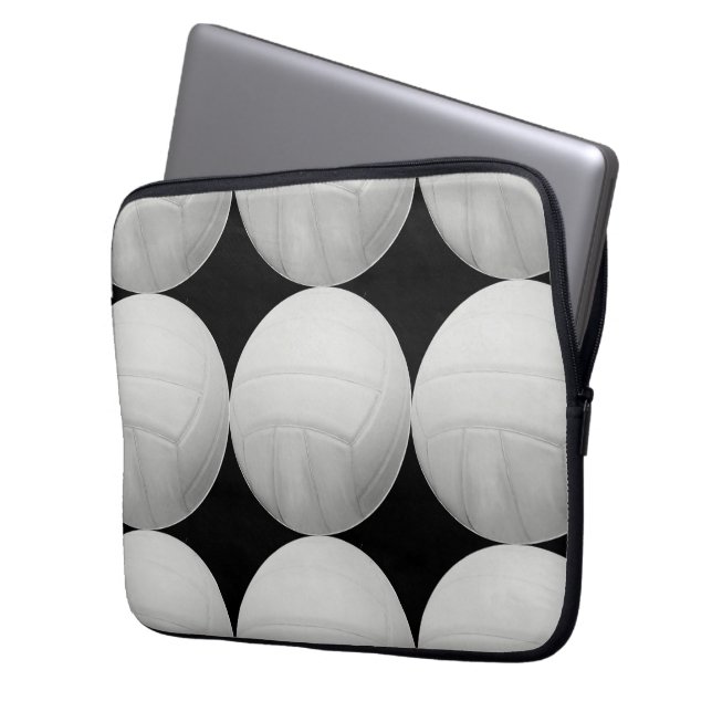 Volleyball-Muster auf Schwarzem oder irgendeiner Laptopschutzhülle (Vorderseite Links)