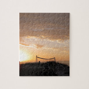Volleyball-Nettosonnenuntergang-Strand Puzzle