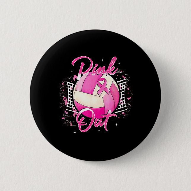 Volleyball nk Out Brustkrebsbewusstsein nk Button (Vorderseite)