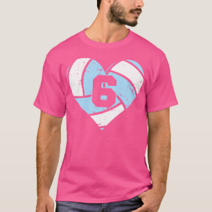 Volleyball Nummer 6 Jersey Funny Volleyball Herz T-Shirt