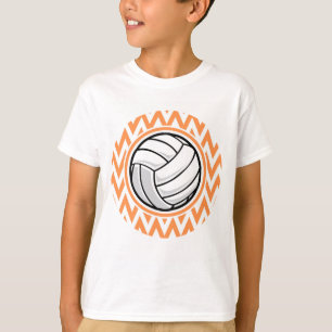 Volleyball; Orange und Weiß Zickzack T-Shirt