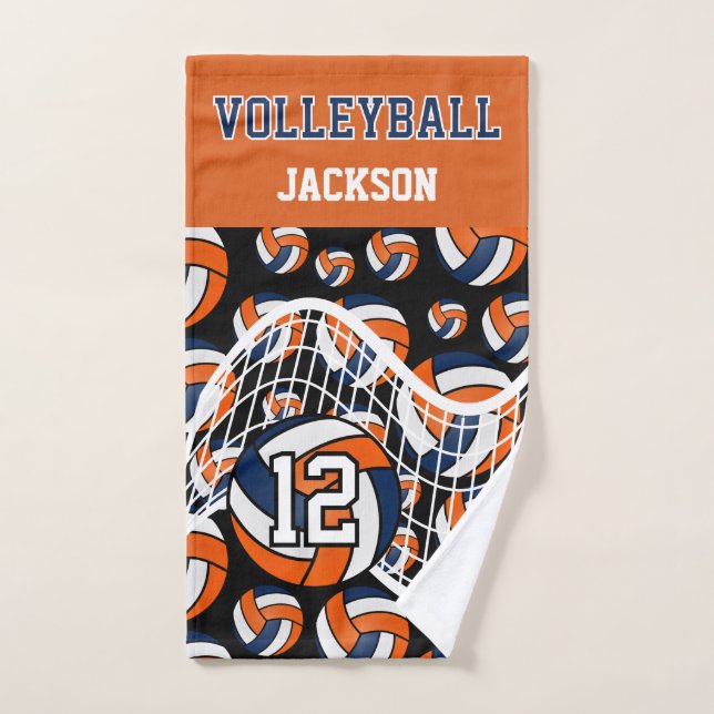 Volleyball - Orange, White und Navy Blue Handtuch (Handtuch)