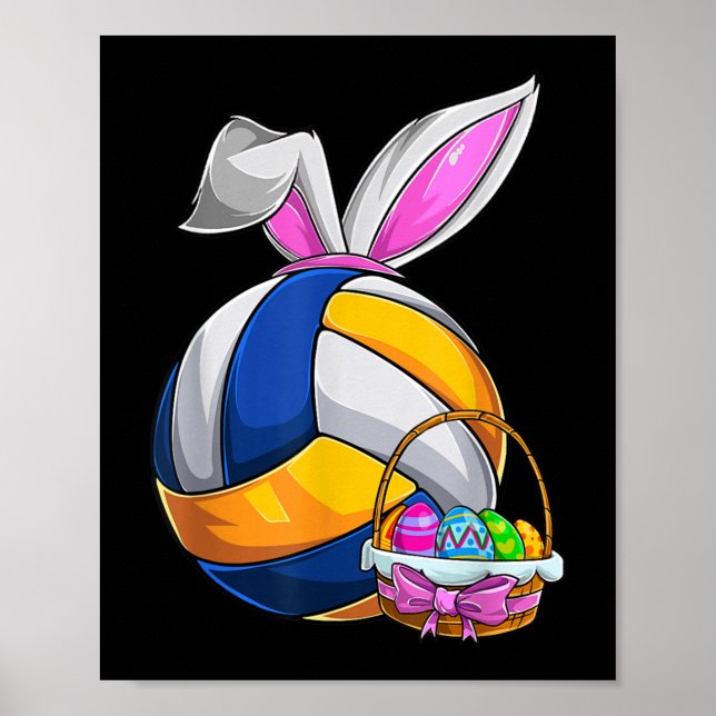 Volleyball Ostern Sonnige Ohren Ostereier Jagd B Poster (Vorne)