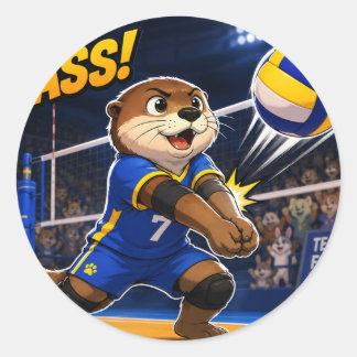 VOLLEYBALL-PASS OTTER VOLLEYBALL-STICKER RUNDER AUFKLEBER