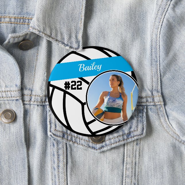 Volleyball Pin Name Trikotnummer Foto Button (Beispiel)