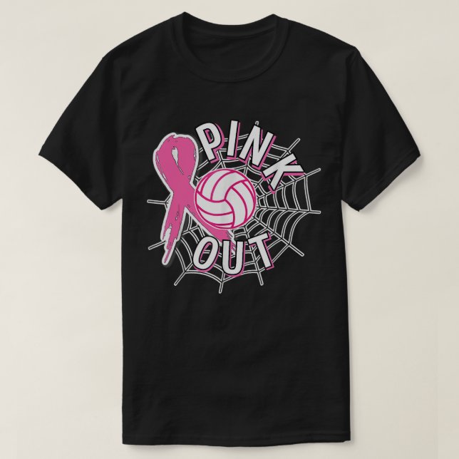 Volleyball Pink Out Pink Ribbon Brustkrebs Angst T-Shirt (Design vorne)