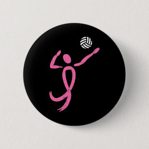 Volleyball Pink Ribbon Brustkrebs Bewusstsein Spo Button