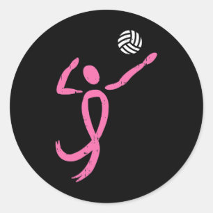 Volleyball Pink Ribbon Brustkrebs Bewusstsein Spo Runder Aufkleber